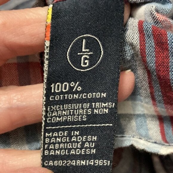 BUFFALO David Bitton Blue Plaid Saldio Cotton Button Down Large​​​​ - Picture 12 of 12